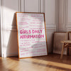 Girls affirmation poster Daily affirmations wall art Pink Feminist poster Printable Wall Art Teen girl room decor Positive Prints for Women