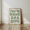 You're Doing Amazing Affirmation Wall Art Teen Girl Room Decor Sage Green Printable Art Preppy Aesthetic Bedroom Art Positive Quote Prints