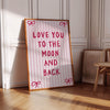 Love You To The Moon Print: Girly Pink Nursery Art, Preppy Wall Art (Digital Download)