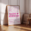 Teacher Affirmation Wall Art: Motivational Quote Classroom Decor, Teacher's gifts Poster (Digital Download)