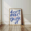 Don't Overthink It Quote Print, Blue Preppy Wall Art (Digital Download)