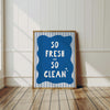 So Fresh So Clean Retro Bathroom Art: Blue Wall Art, Laundry Room Decor, Toilet Signs (Digital Download)