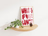 What's For Lunch Print Retro Kitchen Wall Art Red Modern Dining Room Print Aesthetic Minimalist Art Print Typography Print Trendy Wall Art