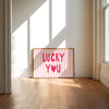 Lucky You Print Pink Stripe Wall Art Girly Wall Art Trendy Aesthetic Home Decor Preppy Feminine Wall Art  For Ladies Lucky Poster Horizontal