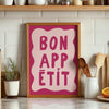 Bon Appetit Print: Pink Retro Kitchen Decor, Maximalist Wall Art (Digital Download)
