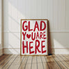 Glad You're Here Cute Apartment Decor, Printable Entryway Art Print, Great Gifts for Apartment Warming Housewarming Gifts, Hospitality Print