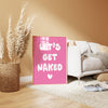 Lets Get Naked Print Retro Bathroom Wall Art Printable Wall Art Girly Fun Playful Signs Toilet Wall Art Decor for Ladies Pink Heart Wall Art