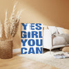 Yes Girl You Can Blue Print, Preppy Wall Art, Feminist Poster, Motivational Quote for Teen Girl Room, Positive Affirmation Girly Dorm Decor