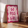 Go Piss Girl Preppy Print: Funny Coquette Bathroom Art, Pink Wall Art (Digital Download)