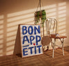 Bon Appetit Poster, Printable Wall Art Eat Sign, Typography Print, French Quote Poster Modern Kitchen Wall Art Maximalist Kitchen Blue Print