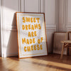 Sweet Dreams Are Made of Cheese Poster, Funny Kitchen Art (Digital Download)