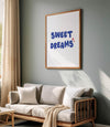 Sweet Dreams Print Bedroom Decor Above Bed Cute Apartment Wall Decor Trendy Aesthetic Room Decor Light Blue Wall Art Kids Nursery Crib Decor