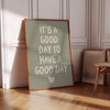 Today is a Good Day Print: Positive Sage Green Boho Bedroom Wall Art (Digital Download)
