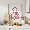 Yes chef print Kitchen wall art Funny kitchen decor Cute kitchen decor Trendy kitchen print Quirky kitchen art Y2K wall art gifts for chefs