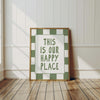 This Is Our Happy Place Sage Green Wall Art For Couple Uplifting Art Positive Quote Typography Wall Art Retro Modern Home Living Room Prints